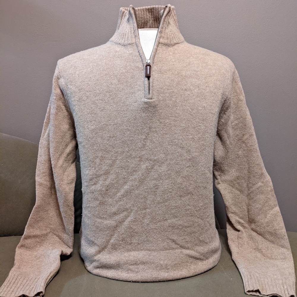 JCrew 1/4 Zip Sweater Beige Lambswool